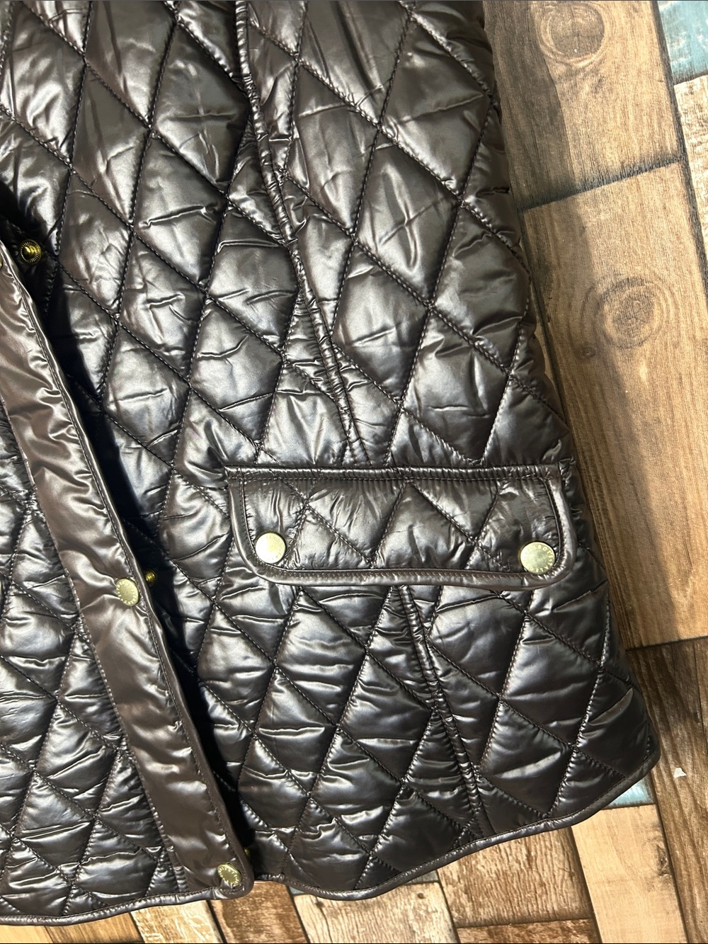 Talbots Quilted Faux-Leather Vest with Faux-Fur Collar - Dark Brown - Picture 5 of 16